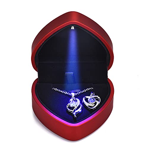 2 Pcs Pendants I Love You Necklace In 100 Languages,Projection Heart Pendant Necklace Gifts For Women Mom With Led Light Heart Gift Box,Mothers Day Gifts (Heart Pendant Gift Box) #TOP1