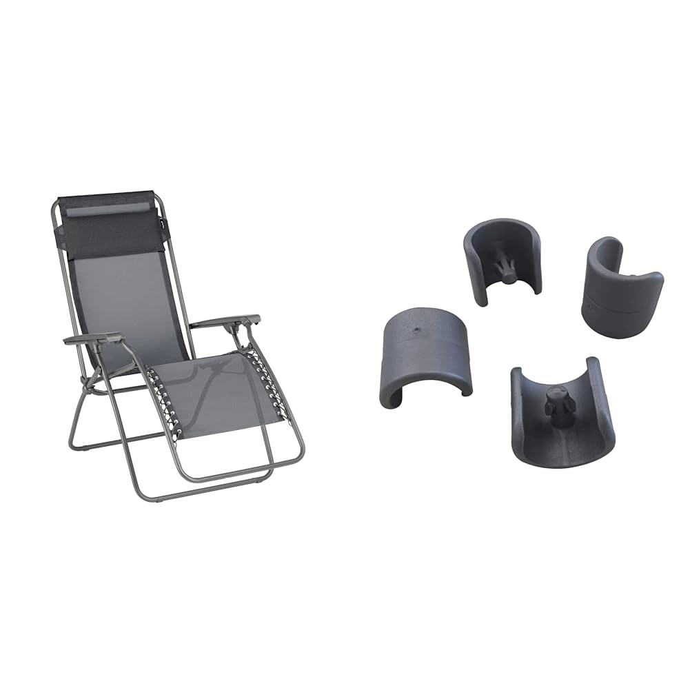 Fauteuil relax pliable Lafuma tube acier HLE fonte 86x68x114cm avec kit 4 patins 20mm LFM2843