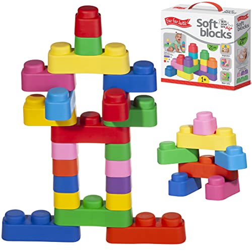 Creative Soft Building Blocks for Toddlers - Multi-Colored Soft Baby Blocks Set 21Pcs - Premium Stacking Blocks for Cognitive Development - Bath Blocks - Early Learning Soft Blocks for Toddlers 1-3