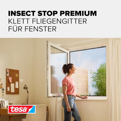 tesa Insect Stop Klett Fliegengitter Premium - 130 cm x 150 cm Anthrazit – Ansicht 3