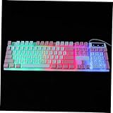 DECORNIJIA ゲーミングキーボード キー 有線 接続 人間工学設計 バックライト付き 浮遊式キーキャップ 防水排水構造 ビジネス オフィス スポー