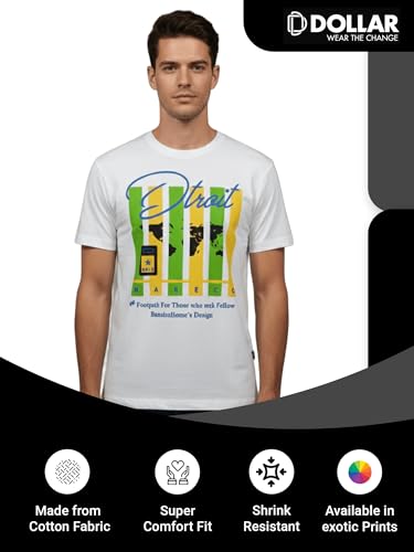 Image of Dollar Club Men's Cotton Round Neck Printed T-Shirt White