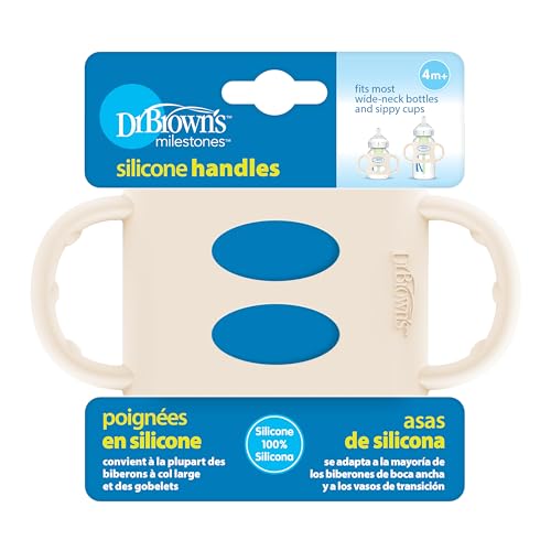 Image of Dr. Brown’s Milestones 100% Silicone Baby Bottle Handles, Wide-Neck, Ecru, 1-Pack