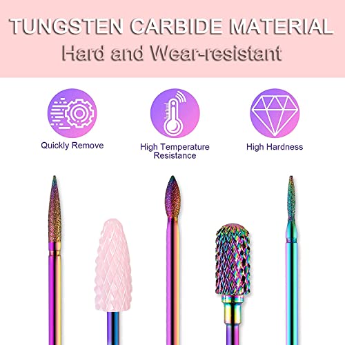 Engerwall 11Pcs Nail Drill Bits Sets, 3/32 Inch Tungsten Carbide Drill Bit Set Electric Nail File And Ceramic Acrylic Gel Nail Bit Kit, For Home Salon Acrylic Gel Nail Manicure Pedicure Tools #TOP3