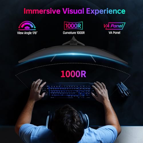 undefined KTC 32 Inch 240Hz Curved Gaming Monitor, 2K 1440P Computer PC Monitor with 1000R 1ms Frameless, Adaptive Sync,122% sRGB, HDMI, DisplayPort, Tilt Adjustable, H32S25E の商品画像 4