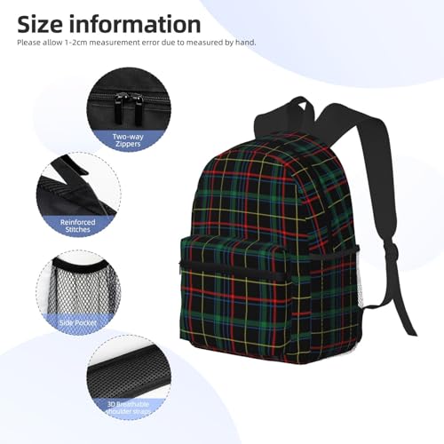 Buffalo Plaid Dark Green Travel Laptop Backpack For Men Women-Lightweight Carry On Backpack,Hiking Backpack, Water Resistant Beach Backpack With Laptop Compartment3