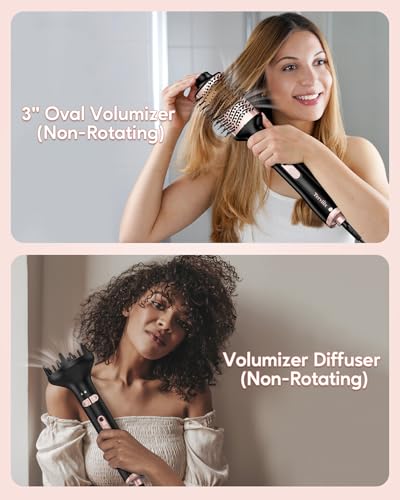 Terviiix FA318-BLACK 4-In-1 Hot Air Rotating Blow Dryer Brush Kit – 1000W With Rotatable Round Brushes (2 Sizes), Oval Volumizer, And Diffuser – Ideal For Curly Hair thumb #2