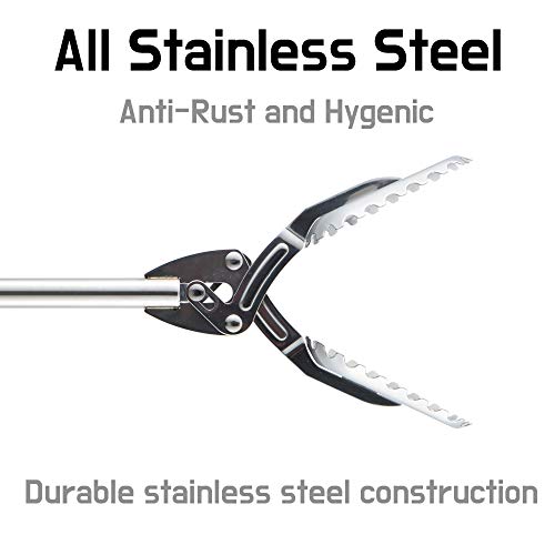 FTH-All-Stainless-Steel-Grabber-Reacher-Pickup-Tool-Heavy-Duty-Trash-Picker-Log-BBQ-Fireplace-pits-Snake-Tongs