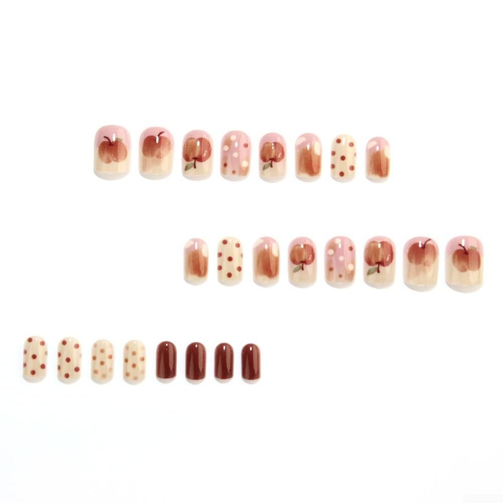 Uñas Falsas ABS Marrón Cálido Vintage Fruta Uñas Falsas ABS Marrón