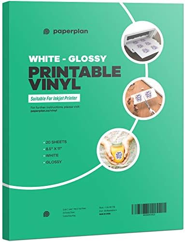 (20 Sheets) Glossy Sticker Paper for Inkjet Printer Printable Vinyl White Cricut Waterproof Inkjet & Laser Compatible Permanent Adhesive Water Proof ...
