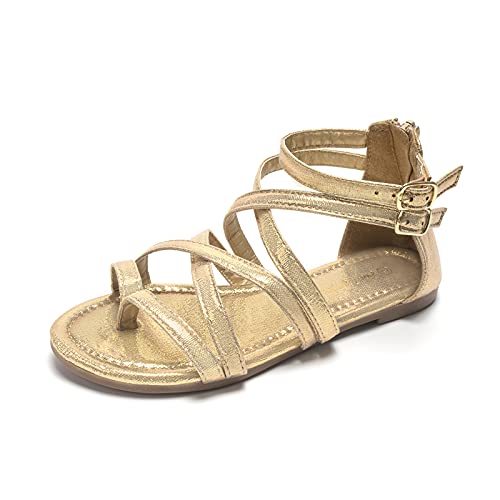 Image of FUNKYMONKEY Girls Gladiator Strap Sandals Flat Thong Cross Strappy Sandals