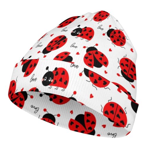 Ladybugs Pattern Kids Beanie Hat for for Girls Boys Children Cap Winter Knitted Chemo Cancer Headwear Accessories Gifts Decoration Black