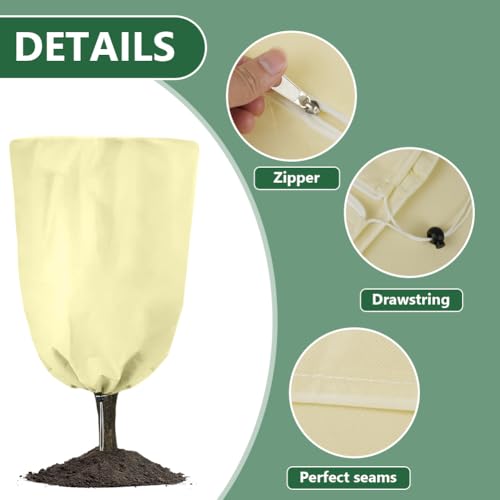 OFFCUP Plant Fleece Frost Protection Cover, 2pcs 60GSM 80×100cm Garden Fleece Frost Protection with Zip - Image 3