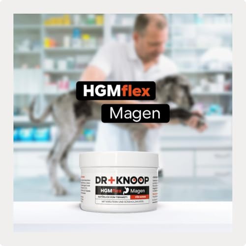 HGM Hund Magenschutz - frisst Gras dann manchmal schaumiger weisslicher Schleim - Sodbrennen wegen Magensäure, natürlicher Säureblocker, Nicht Ulmenrinde oder Heilerde - HGMflex Magen, 2 x 60 g