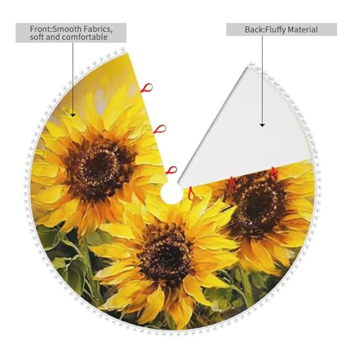 Jupe de sapin double couche à pompons et imprimé tournesols - 5