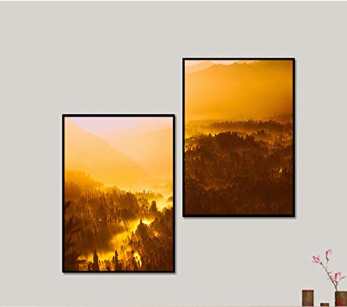 Art mural moderne pour habiller un mur vide : toiles paysages de forêt 50x70cm sans cadre