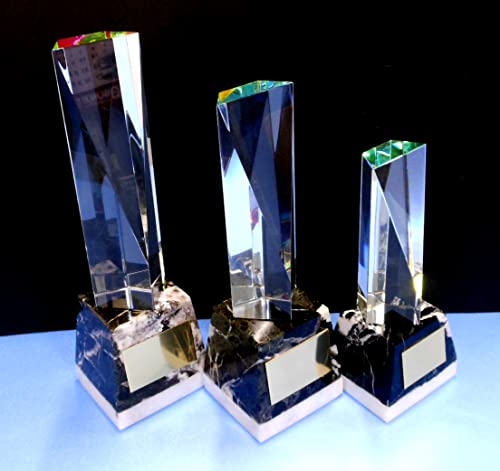 アーストロフィー クリスタルガラス＋天然石トロフィーWHH【プレート彫刻無料】 (C:高さ180㎜、重さ約900ｇ)のサムネイル