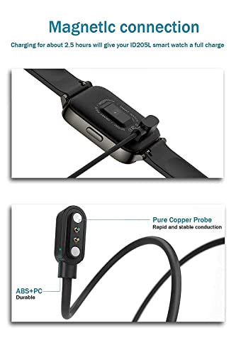 Image of Sounce 2 Pin Magnetic Replacement Charging Cable for Smart Watch, Fitness Band Charging Cable for W26 W26+ W26m W55+ & Support All 2 Pin Watch (Black, Cable Only)