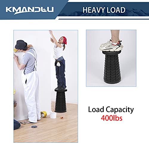 Kmandlu Upgraded Folding Camping Stool, Portable Telescoping Stool With Seat Cushion, Lightweight Collapsible Stool For Camping Fishing Hiking Travel Bbq, Adjustable Plastic Stools Max Load 405 Lbs #TOP4