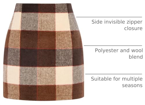Image of IDEALSANXUN Womens High Waist Plaid Skirt Bodycon Pencil Wool Mini Skirts