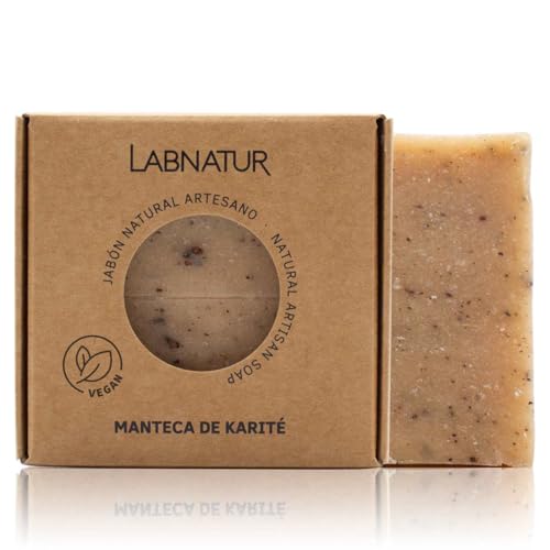 Labnatur Jabón Natural Manteca de Karité Artesanal - Hidratante y Nutritivo - Con Aceites de Oliva y Coco - Para Piel Seca y Deshidratada - Vegano y Sin Aceite de Palma - Fabricado en España - 100 g