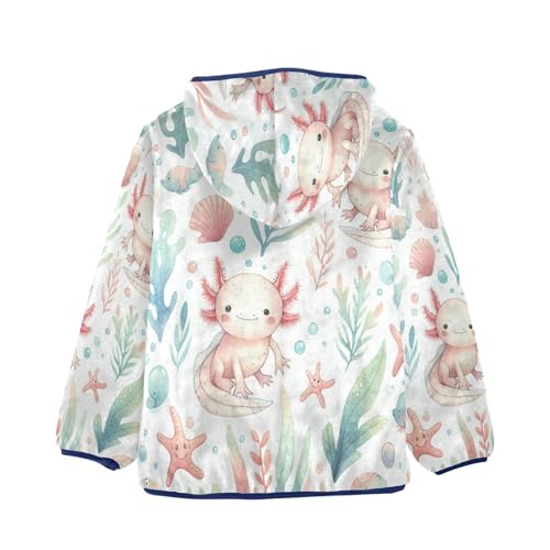 Cute Sea Axolotl Pattern Toddler Fleece Jacket Girl Boys Hooded Fleece Jacket Coat Warm Outwear Zip-up 3-10T2
