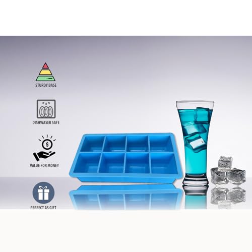 Moldes de silicona para hielo grande 8 cubos flexibles miniatura 3