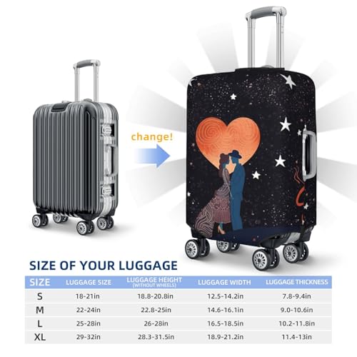 Travel Luggage Cover Couple at night Suitcase Protector Elastic Washable Stretch Suitcase Protector Anti-Scratch Travel Suitcase Cover Fit 18-32 Inch Luggage2