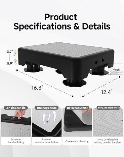 Image of Adjustable Step Stool for Adults, Toddler Step Stools, 660 LBS Capacity Non-Slip Safety Step Platform for Elderly and Kids, Portable Stair Assist for Cars, Bedside, Kitchen, and Shower, Grey