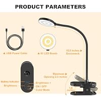 ZAPLIT 61 LED Akku Leselampe Bett –【3 Farbmodi & 10 Helligkeiten】 2000mAh Klemmlampe mit USB-C, 40cm Flexibler Schwanenhals, Buchlampe, Klemmleuchte für Schlafzimmer, Schreibtisch & Camping – Ansicht 9