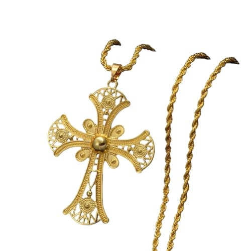 Pendentif croix éthiopienne couleur or le cadeau culturel idéal pour femme