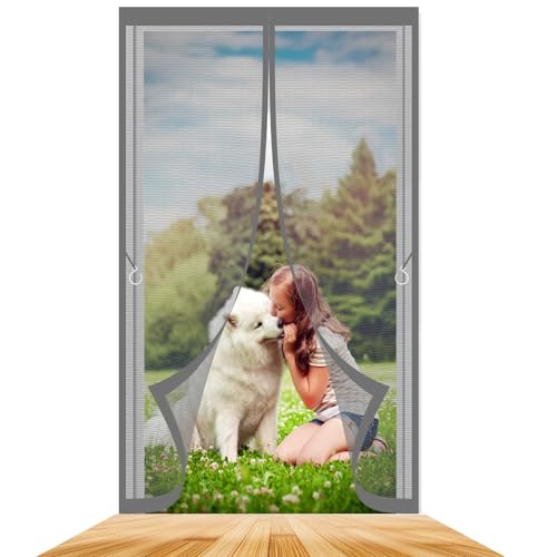 �Ԍ˃J�[�e�� 88 x 206 cm �É��d�l��t�ȒP�Ԍ˃h�A�p�����ŕ܂銷�C�΍��������n�G�Ȃǂ������ȈՎ��C�t���C�X�N���[���h�A���֗p�h���l�b�g��/�x���_/���ֈ����ɍœK�J�e, �O���[