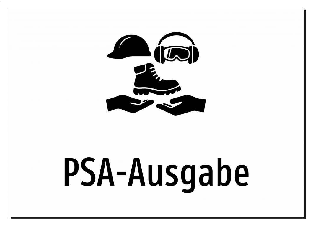PSA-Ausgabe – Aufkleber A2: 594x420mm – Mit Grafik und Text