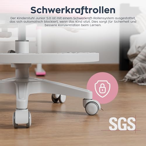 MARK ADLER Junior 5.0 Pink | Kinder Schreibtischstuhl Ergonomischer Bürostuhl Kinderdrehstuhl Jugendstuhl | Fußablage | Sitztiefe einstellen | Verstellbare Armlehnen | Höhenverstellbar | Rosa