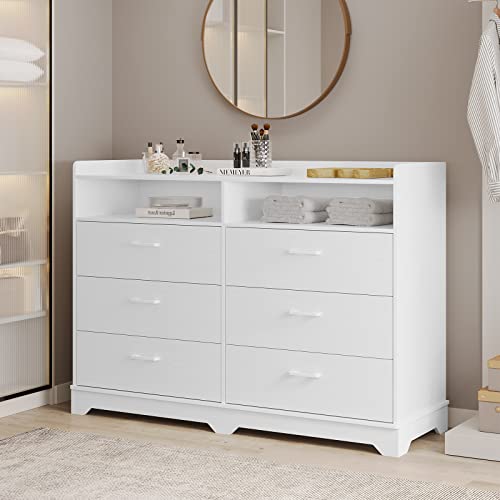 Hasuit 6 Drawers Dresser, Modern Storage Tower Dressers & Chests Of Drawers And Open Cubby, Large Clothing Organizer For Bedroom #TOP3