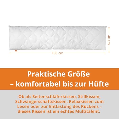 sleepling Seitenschläferkissen 40 x 105 cm, Body Pillow, langes Kissen mit Bezug aus 100 % Softer Mikrofaser, Schlafkissen Seitenschläfer 40x105, Waschbar 60 Grad, Ökotex, Komfort 100