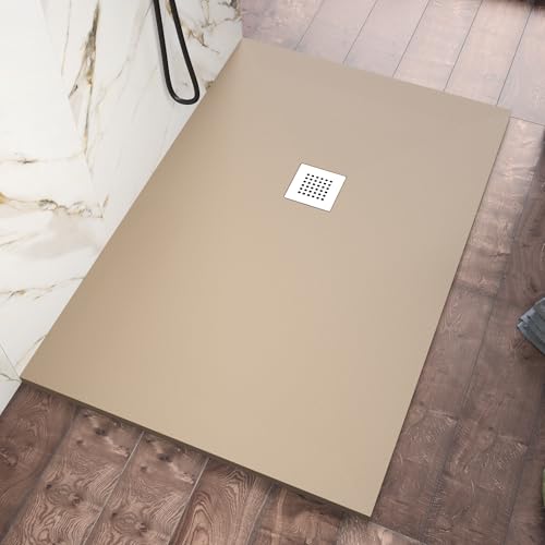 Piatto Doccia 80x110 cm Marmoresina Beige-Grigio Effetto Pietra Ultraslim Antiscivolo