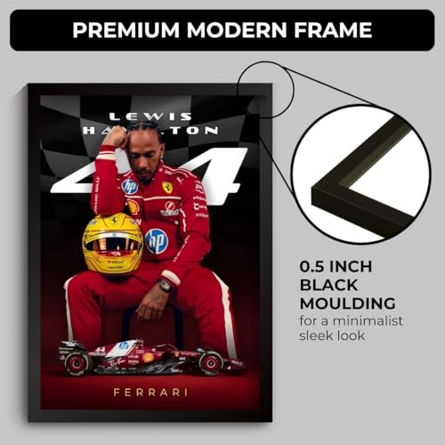 Image of Funk You Store Lewis Hamilton Poster Ferrari F1 Poster | Framed Ferrari F1 Car A4 Sized (31 x 23 cm) | Lewis Hamilton Posters | Ferrari Car Frame for Wall, Formula 1 Frames | Formula 1 Frame (F 023)