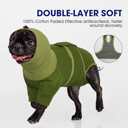Image of FUAMEY Dog Surgery Suit Female Spay, Anti Licking for Dogs, Turtle Neck Surgical Recovery Suit Male Neuter Suit, Alternative to Cone for Dog, Puppy Onesies for Surgery Recovery Small Dogs (Green, XS)