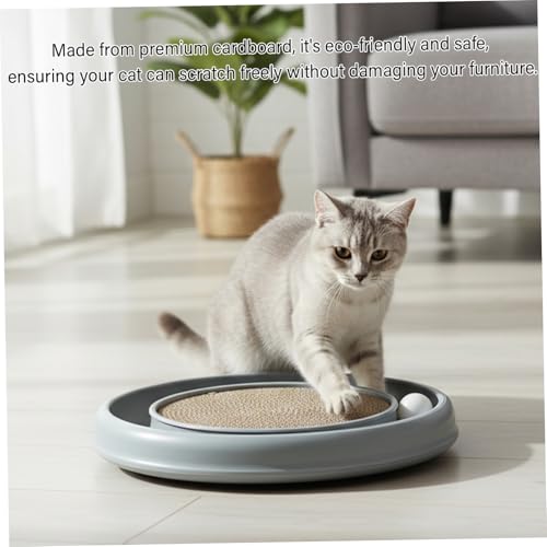 Fini l'ennui : griffoir rond pour chat avec piste à billes interactive