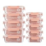 S SALIENT Glas-Frischhaltedosen Set, 10 St, meal prep boxen,glasbehälter mit deckel,Spülmaschinenfest, Mikrowellen & Gefrierschrankgeeignet, Auslaufsicher, Modern, Lebensmittelbehälter