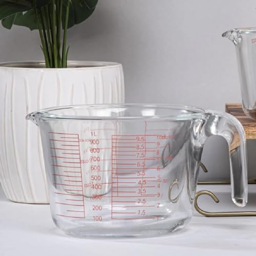 Vaso medidor de vidrio templado grande 1000 ml rojo miniatura 5