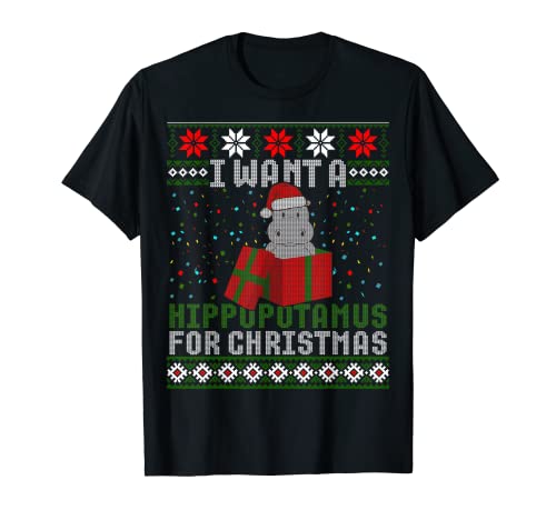 I Want A Hippopotamus For Christmas Funny Hippo Suéter feo Camiseta