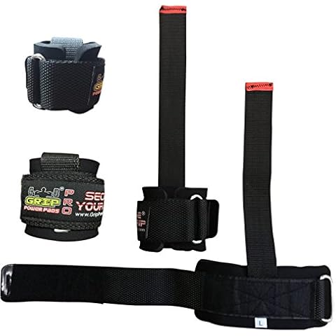 Best Heavy Duty Lifting Straps Neoprene Padded 1 Pair Wrist Wraps & Rubbery Grip Support Straps with Cotton Coated Rubber on One Side (Rubber Side Face The Bar) Cover