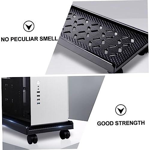 Soporte móvil para CPU con ruedas y freno, estructura de plástico ABS, con abertura para disipación de calor, esquinas redondeadas, soporte inferior estable, acabado negro para uso en oficina y hogar miniatura 7