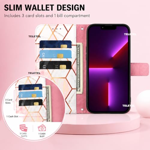 Image of TELETEL Marvel Magnetic Closure Flip Shock Proof Back Cover with Cards & Cash Pockets | Wallet Case - White & Pink for Vivo V50 5G