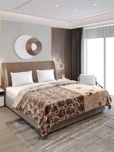 Image of Monte Carlo Double Bed Heavy Winter Blanket Moon Valley 2 Ply Box Pack 871 GSM | 4.5 KG, (240x220 CM) Coffee Beige