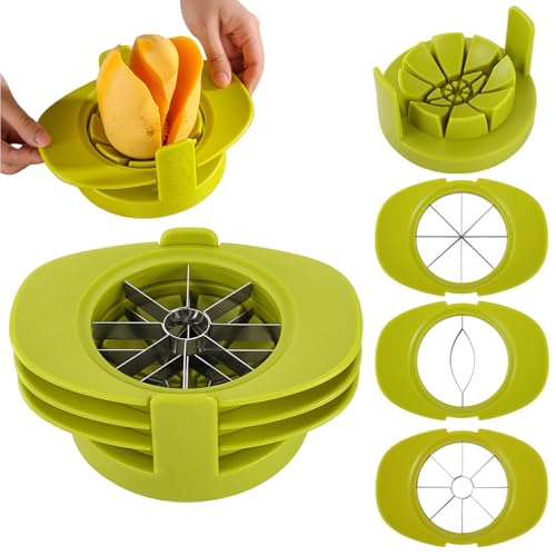 4 in 1 Fruit Cutter Slicer, Mango Apple Tomato Corer Slicer, Multifunctional Kitchen Tool for Fruit & Vegetable Cutting (Yellow)