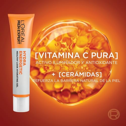 Miniatura 4 de L'Óréal Paris, Men Expert Hydra Energetic, Gel Hidratante, Hidratación 24H, con Vitamina C, para una Piel de Apecto Saludable, Realza el Tono Natural del Rostro, Aporta Luminosidad al Instante, 40ml