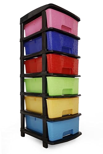 Image of Plastic Modular Drawer Storage Chest Of Drawers Organizer Storage Box, Large Stomo Racks For Multipurpose Anti-slip Shoes Organizers (Multi, 6 Layer)